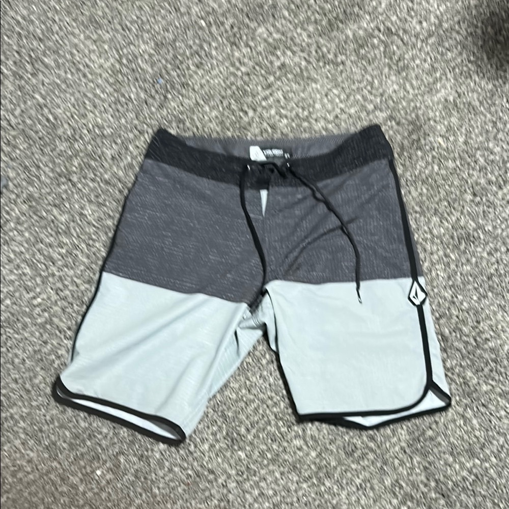 Gray and Black Board Shorts Volcom